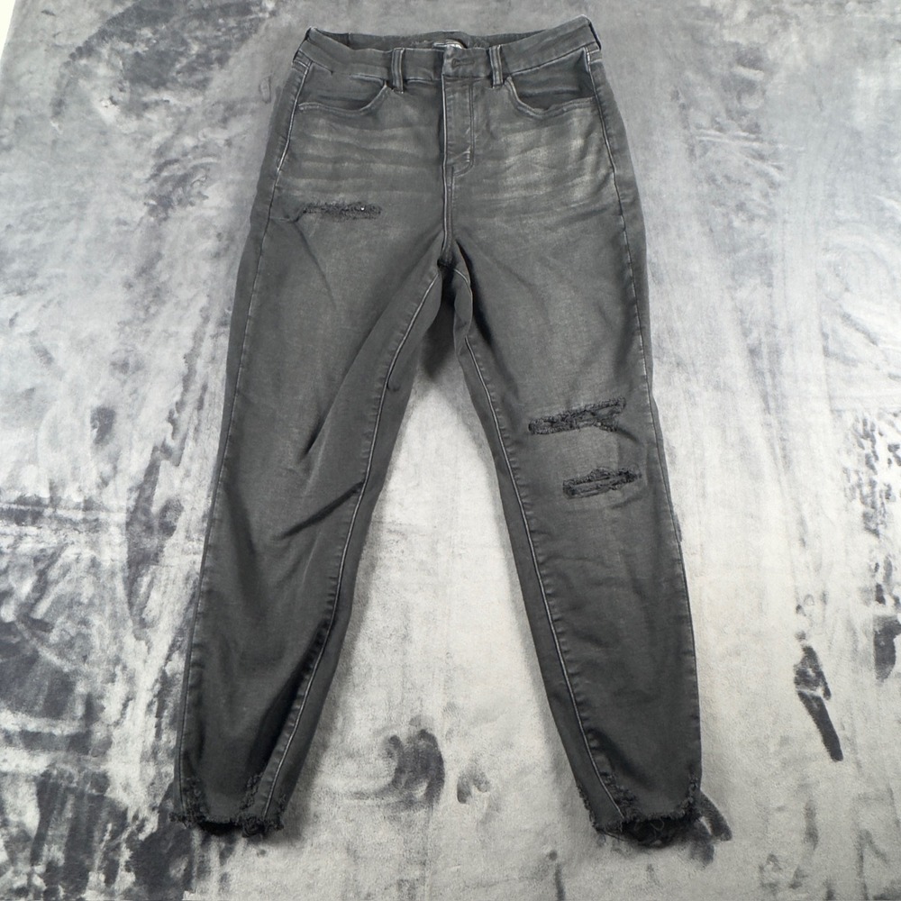 American Eagle Skinny Jeans Womens 12‎ Short Black Distressed Ne(x)t Level